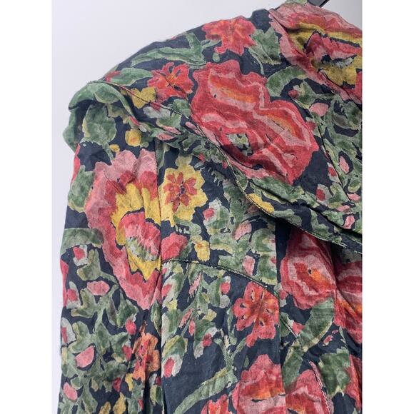 PASSPORTS OF PIER 1 IMPORTS Women's Vintage Green Floral Long Sleeve Dress SZ L - Picture 5 of 12